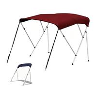 Bimini Top Boat Canopy, 3 Bow Aluminum Frame, 600D Oxford Cloth, Storage Boot, Rear Support Poles & Straps, Fits 137-152cm/54-60in, Black