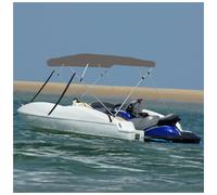Bimini Top Grey 243x244x137cm 600D PU Polyester Aluminium 2-Bow UV with Boot Fit