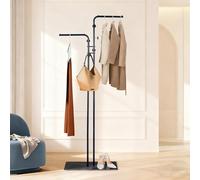bimiti Coat Stand Sturdy Metal Clothes Stand with Marble Base - 170 cm Coat Rack Stand with 5 Hooks for Clothes, Hat, Bag, Jacket Stand for Living Room, Bedroom, Office - Black