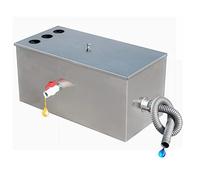 bimiti Commercial Grease Trap Interceptor 72 Ltr Grease Interceptor Stainless Steel Grease Trap Under Sink Waste-Water Oil Filter Separator with 3 Top Inlets for Restaurant Kitchen 60 x 40 x 30cm