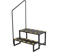 bimiti RV Stairs with Adjustable Handrails 2 Steps Hot Tub Steps Updated Mobile Home Stairs Steps Outdoor RV Steel Step Ladder Support for RVs&Travel Camper Trailers Motor Home Camper Porch