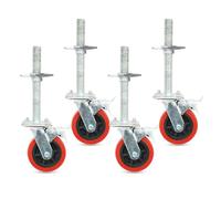 bimiti Scaffolding Wheels Set of 4 Scaffold Tower Casters Adjustable Leg 6inch Heavy Duty Locking Rubber Wheel for Scaffolding Tower