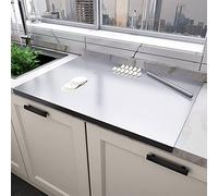 bimiti Stainless Steel Cutting Boards Worktop Protector 80 x 50cm Extra Large Chopping Board Worktop Saver Pastry Board Baking Board with Lip and Rolling Pin