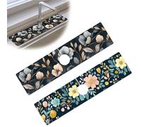Bimkole 2 PCS Faucet Absorbent Mat, Kitchen Faucet Sink Splash Guard Wraparound Cloth Pads Drip Catcher for Sink Faucet for Kitchen Bathroom Faucet, Colorful Faucet Mat, 15 x 4 Inch Flower A4