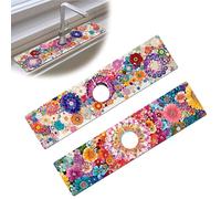 Bimkole 2 PCS Faucet Absorbent Mat, Kitchen Faucet Sink Splash Guard Wraparound Cloth Pads Drip Catcher for Sink Faucet for Kitchen Bathroom Faucet, Colorful Faucet Mat, 15 x 4 Inch Flower A3