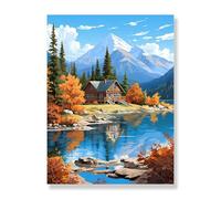 Bimkole 5D Diamond Art Kits for Adults Autumn Scenery, Diamond Painting Rivers Trees, Full Drill DIY Rhinestone Embroidery Diamond Art Kits Cross Stitch Home Wall Craft Decor 12x16 Inch