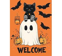 Bimkole 5D Diamond Art Kits for Adults Ghost Cat, DIY Full Drill Rhinestone Embroidery Set Paint with Diamonds Art Halloween by Number Kits Cross Stitch Home Wall Craft Decoration 30x40 cm
