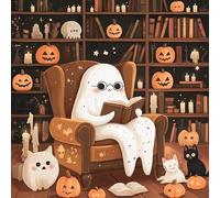 Bimkole 5D Diamond Art Kits for Adults Ghost, DIY Full Drill Rhinestone Embroidery Set Paint with Diamonds Art Halloween Books by Number Kits Cross Stitch Home Wall Craft Decoration 30x30 cm