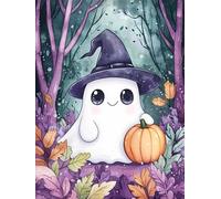 Bimkole 5D Diamond Art Kits for Adults Ghost Halloween, DIY Full Drill Rhinestone Embroidery Set Paint with Diamonds Art Pumpkins by Number Kits Cross Stitch Home Wall Craft Decoration 30x40 cm