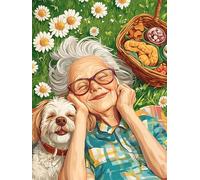 Bimkole 5D Diamond Art Kits for Adults Grandma, Full Drill DIY Rhinestone Embroidery Set Paint with Diamonds Art Dog by Number Kits Cross Stitch Home Wall Craft Decoration 30x40 cm