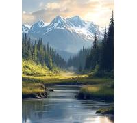 Bimkole 5D Diamond Art Kits for Adults Landscape, Full Drill DIY Rhinestone Embroidery Set Paint with Diamonds Art Woods by Number Kits Cross Stitch Home Wall Craft Decoration 30x40 cm