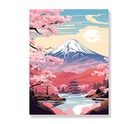 Bimkole 5D Diamond Art Kits for Adults Mount Fuji, Diamond Painting Cherry Blossoms, Full Drill DIY Rhinestone Embroidery Diamond Art Kits Cross Stitch Home Wall Craft Decor 12x16 Inch
