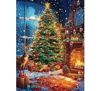 Bimkole 5D Diamond Arts Painting Kits Christmas Tree, Full Drill DIY Rhinestone Embroidery Set Paint with Diamonds Art Festivals by Number Kits Cross Stitch Home Wall Craft Decor 12x16Inch