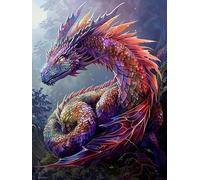 Bimkole 5D Diamond Arts Painting Kits Dragon, Full Drill DIY Rhinestone Embroidery Set Paint with Diamonds Art Animal by Number Kits Cross Stitch Home Wall Craft Decor 12x16Inch