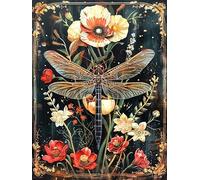 Bimkole 5D Diamond Arts Painting Kits Dragonfly, Full Drill DIY Rhinestone Embroidery Set Paint with Diamonds Art Flower by Number Kits Cross Stitch Home Wall Craft Decoration (12x16Inch)
