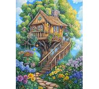Bimkole 5D Diamond Arts Painting Kits House, Full Drill DIY Rhinestone Embroidery Set Paint with Diamonds Art Trees by Number Kits Cross Stitch Home Wall Craft Decor 12x16 Inch