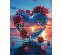 Bimkole 5D Diamond Arts Painting Kits Love Rose, Full Drill DIY Rhinestone Embroidery Set Paint with Diamonds Art Beach by Number Kits Cross Stitch Home Wall Craft Decor 12x16 Inch