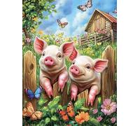 Bimkole 5D Diamond Arts Painting Kits Pig, Full Drill DIY Rhinestone Embroidery Set Paint with Diamonds Art Animal by Number Kits Cross Stitch Home Wall Craft Decor 12x16 Inch