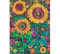 Bimkole 5D Diamond Arts Painting Kits Sunflower, Full Drill DIY Rhinestone Embroidery Set Paint with Diamonds Art Flowers by Number Kits Cross Stitch Home Wall Craft Decor 12x16Inch