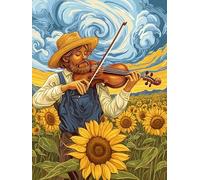 Bimkole 5D Diamond Arts Painting Kits Violin Sunflower, Full Drill DIY Rhinestone Embroidery Set Paint with Diamonds Art Man by Number Kits Cross Stitch Home Wall Craft Decor 12x16 Inch