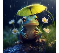 Bimkole 5D Diamond Painting Kits Frog Holding an Umbrella, Full Drill Animal DIY Rhinestone Embroidery Set Paint with Diamonds Art by Number Kits Cross Stitch Home Wall Craft Decoration 12X12 inch
