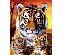 Bimkole 5D Diamond Painting Kits Three Tigers, Full Drill Animal DIY Rhinestone Embroidery Set Paint with Diamonds Art by Number Kits Cross Stitch Home Wall Craft Decoration 12X16 inch