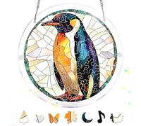 Bimkole 83 Pieces Acrylic Jigsaw Puzzle Suncatcher - Penguin, Stained Glass Window Hanging Pendant, Home Decor Creative Mom Gifts, Sun Catcher Decor for Garden Home Birthday Gifts 18 cm