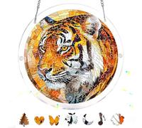 Bimkole 83 Pieces Acrylic Jigsaw Puzzle Suncatcher - Tiger, Stained Glass Window Hanging Pendant, Home Decor Creative Mom Gifts, Sun Catcher Decor for Garden Home Birthday Gifts 18 cm