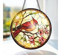 Bimkole Bird Stained Glass Suncatcher Window Hanging - Flowers Design for Indoor Window or Doorway Decoration - Sun Catcher Decor for Birthday for Women, Men, Wife, Lovers, and Mom 20x20 cm