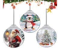 Bimkole Christmas Ornaments Crystal Hanging, Holiday Decoration Acrylic Ornament Art, Car Interiors Decors, Santa Claus Christmas Tree Ornament Hanging Craft Collectibles for Home Party Gift Penguin