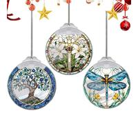 Bimkole Christmas Ornaments Crystal Hanging, Holiday Decoration Acrylic Ornament Art, Car Interiors Decors, Tree Christmas Tree Ornament Hanging Craft Collectibles for Home Party Gift Dragonfly Flower