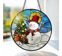 Bimkole Christmas Tree Stained Glass Suncatcher Window Hanging - Leaves Indoor Window or Doorway Decoration - Handmade Sun Catcher Decor for Birthday for Women, Men, Wife, Lovers, and Mom 20x20 cm