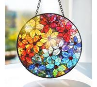 Bimkole Colorful Flower Stained Glass Suncatcher Window Hanging - Design for Indoor Window or Doorway Decoration - Sun Catcher Decor for Birthday for Women, Men, Wife, Lovers, and Mom 20x20 cm