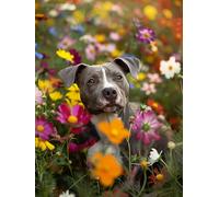 Bimkole Dog Paint by Number for Adults, DIY Oil Painting Kit on Canvas with Paintbrushes and Acrylic Pigment, for Paint by Numbers for Beginner, for Home Wall Decor (16x20Inch) QG612