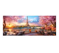 Bimkole Eiffel Tower Paint by Number for Adults, DIY Oil Painting Kit Landscape on Canvas with Paintbrushes and Acrylic Pigment, for Paint by Numbers for Beginner, for Home Wall Decor 31.5x11.81 Inch