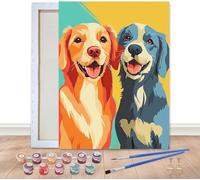 Bimkole Framed Paint by Numbers Kit for Adults Dog, DIY Oil Painting on Canvas with Frame, Animals Paint by Numbers Set for Home Wall Decor 8x12 Inch/20x30 cm