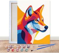 Bimkole Framed Paint by Numbers Kit for Adults Wolf, DIY Oil Painting on Canvas with Frame, Animals Paint by Numbers Set for Home Wall Decor 8x12 Inch/20x30 cm