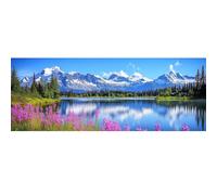 Bimkole Lake Paint by Number for Adults, DIY Oil Painting Kit Landscape on Canvas with Paintbrushes and Acrylic Pigment, for Paint by Numbers for Beginner, for Home Wall Decor 31.5x11.81 Inch