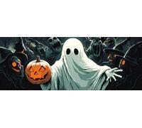 Bimkole Large Diamond Art Ghost, Full Drill 5D DIY Rhinestone Embroidery Set Paint with Diamonds Painting Halloween by Number Kits Cross Stitch Home Wall Craft Decoration 30x80 cm