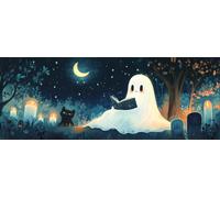 Bimkole Large Diamond Art Ghost Reading, Full Drill 5D DIY Rhinestone Embroidery Set Paint with Diamonds Painting by Number Kits Cross Stitch Home Wall Craft Decoration 30x80 cm