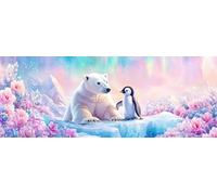 Bimkole Large Diamond Art Kits for Adults Bear, Full Drill 5D DIY Rhinestone Embroidery Set Paint with Diamonds Animal Penguins by Number Kits Cross Stitch Home Wall Craft Decoration 30x80 cm