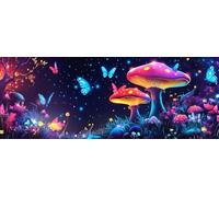 Bimkole Large Diamond Art Kits for Adults Mushroom, Full Drill 5D DIY Rhinestone Embroidery Set Paint with Diamonds Art Night by Number Kits Cross Stitch Home Wall Craft Decoration 30x80 cm