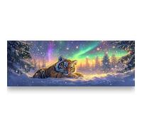 Bimkole Large Diamond Art Kits for Adults Tiger, Full Drill 5D DIY Rhinestone Embroidery Set Paint with Diamonds Art Aurora by Number Kits Cross Stitch Home Wall Craft Decoration 30x80 cm