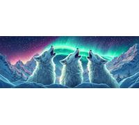 Bimkole Large Diamond Art Kits for Adults Wolf, Full Drill 5D DIY Rhinestone Embroidery Set Paint with Diamonds Art Animal Aurora by Number Kits Cross Stitch Home Wall Craft Decoration 30x80 cm