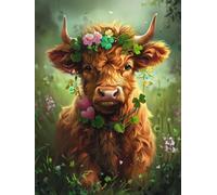 Bimkole Paint by Numbers Kit for Adults Beginner Cow, DIY Oil Painting Kit on Canvas with Paintbrushes and Acrylic Pigment, for Paint by Numbers for Beginner, for Home Wall Decor (16x20Inch) wB2118