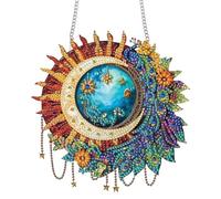 Bimkole Peacock Feather Diamond Art Hanging Kit for Adult, DIY 5D Moon Diamond Painting Window Pendant, Acrylic Crystal Art Hanging Ornament for Wall Home Garden Front Door Decor - 20x20 cm