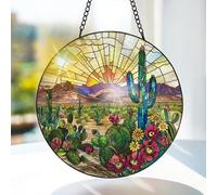 Bimkole Snowman Stained Glass Suncatcher Window Hanging - Christmas Indoor Window or Doorway Decoration - Handmade Sun Catcher Decor for Birthday for Women, Men, Wife, Lovers, and Mom 20x20 cm