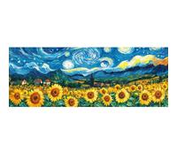 Bimkole Sunflowers Paint by Number for Adults, DIY Oil Painting Kit Landscape on Canvas with Paintbrushes and Acrylic Pigment, for Paint by Numbers for Beginner, for Home Wall Decor 31.5x11.81 Inch
