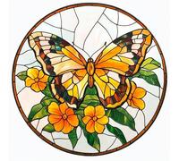 Bimkole Yellow Butterfly Sun Catchers Indoor Window - Flowers Acrylic Suncatcher Hanging Decoration for Living Room Bedroom Summer Home Balcony Outdoor Garden Ornaments Decoration 7.8x7.8 Inch
