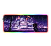 Bimormat Anime RGB Gaming Mouse Mat, 800 x 300 x 3 mm, Large XXL Mouse Mat, LED Desk Mat with Non-Slip Rubber Base and Durable Stitched Edges for Personalised Gamer (80 x 30 FGzigirl)